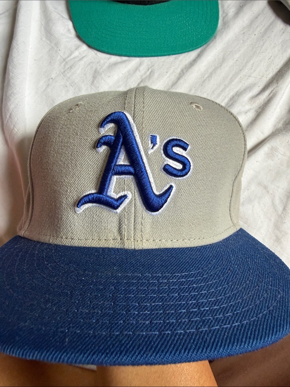 Gray and Blue A's Baseball Cap